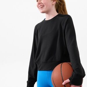 Athleta Girl All Day Crewneck Sweatshirt Kids Black Long Sleeve Shirt